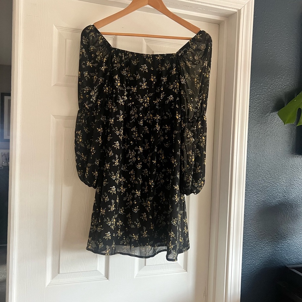 Floral Black Mini Dress